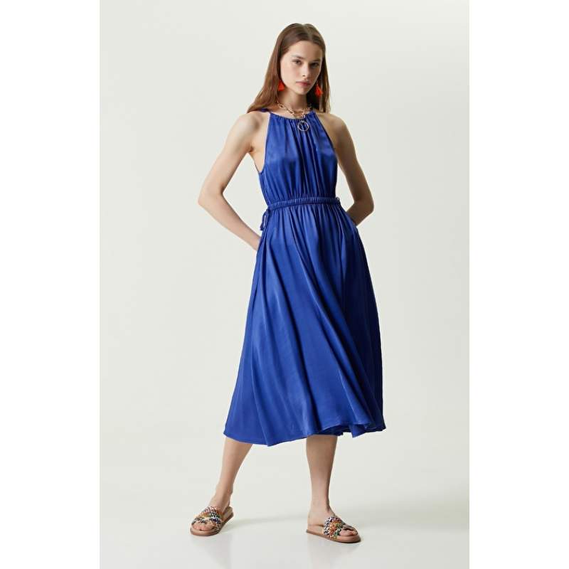 Sax Blue Strap Knitwear Dress Sax Blue Strap Knitwear Dress