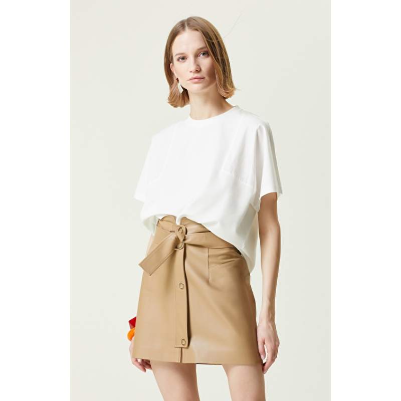 Off White Crew Neck Combed Cotton T-Shirt