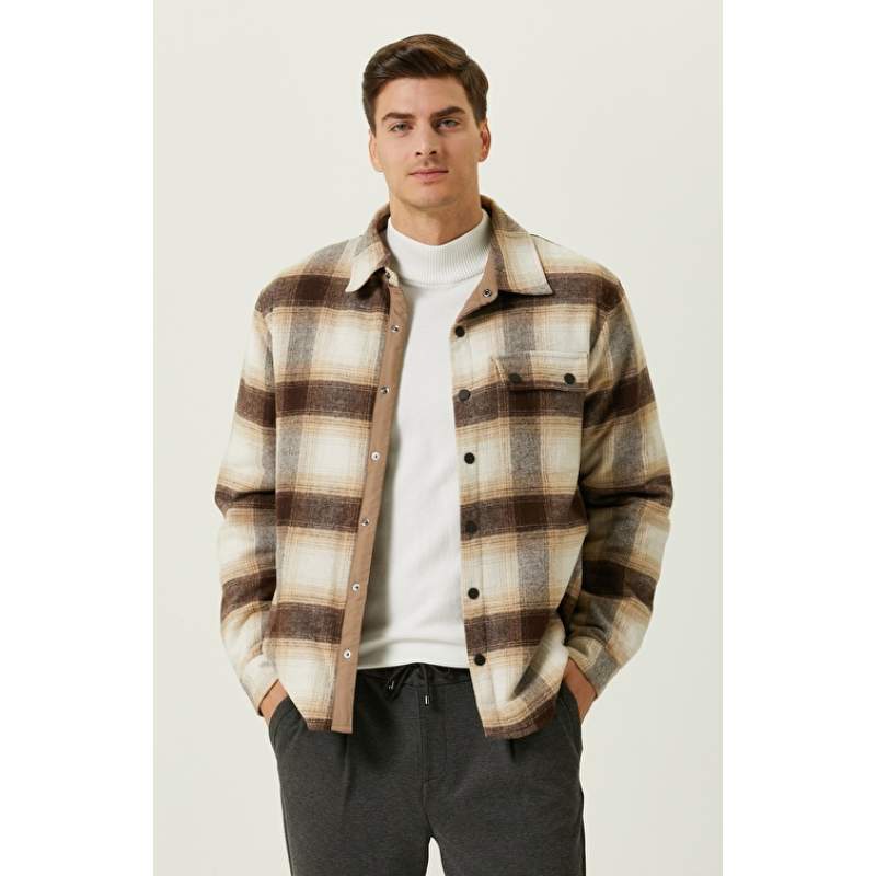Slim Fit Camel Outer Shirt
