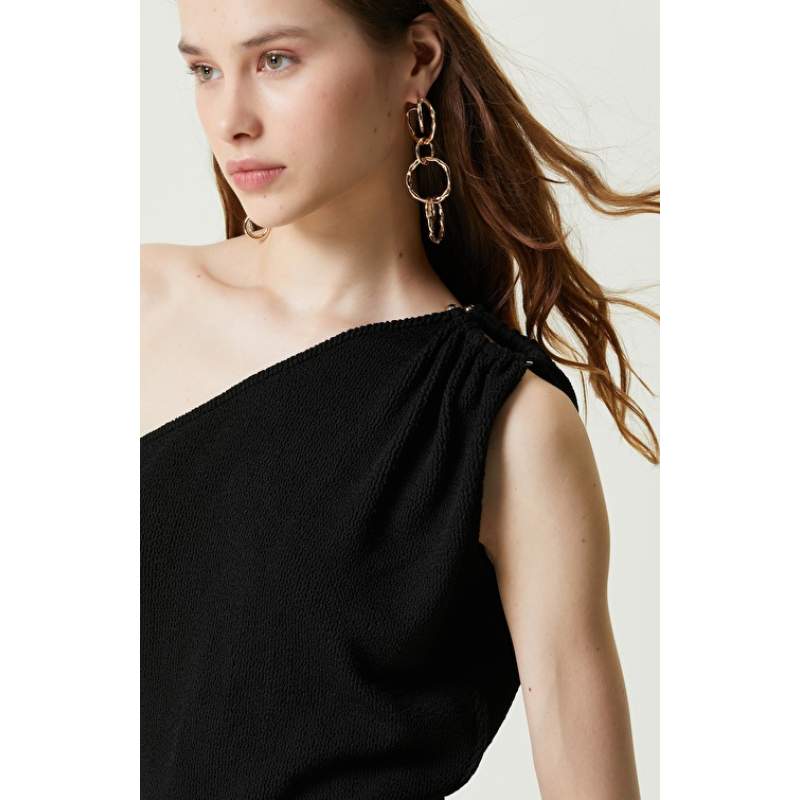 Black Sleeveless One Shoulder Blouse Black Sleeveless One Shoulder Blouse