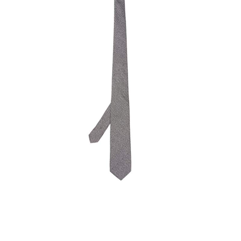 Black and White Patterned Silk Tie