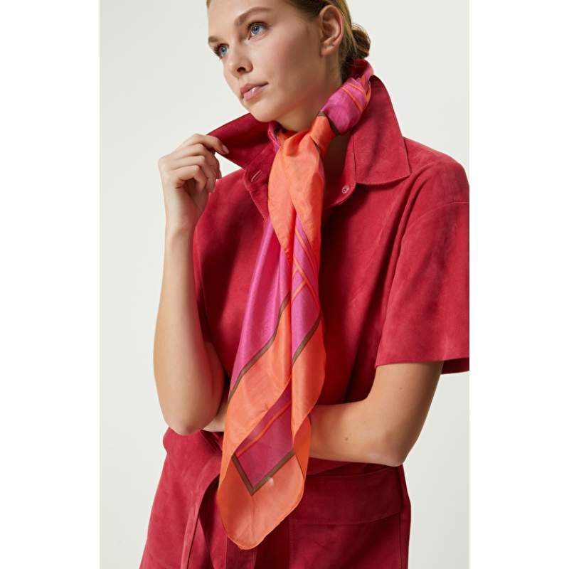 Fuchsia Orange Silk Scarf Fuchsia Orange Silk Scarf