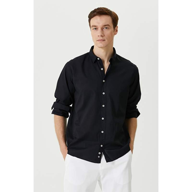 Comfort Fit Navy Blue Shirt
