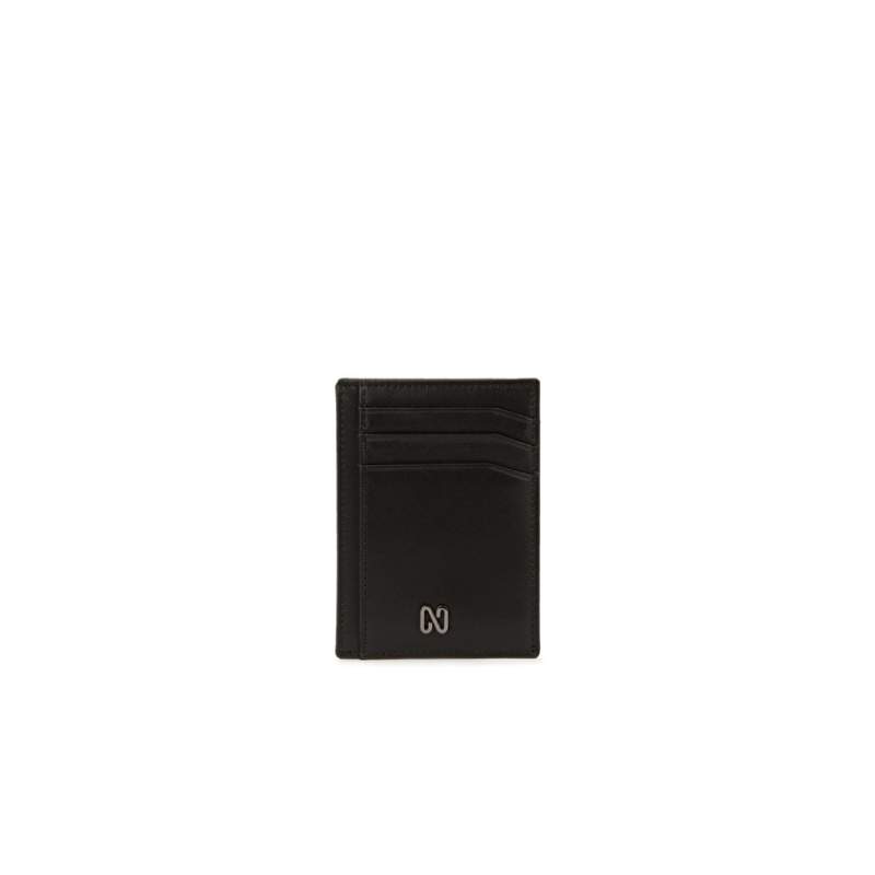Black Logo Mens Leather Card Holder Black Logo Mens Leather Card Holder