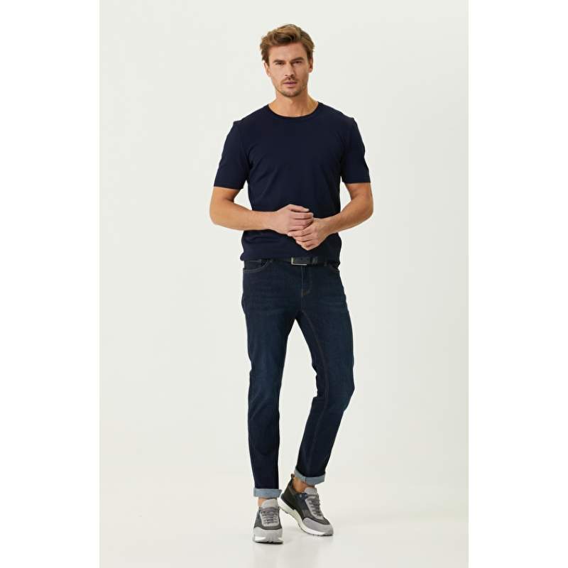 Slim Fit Navy Blue Denim Pants