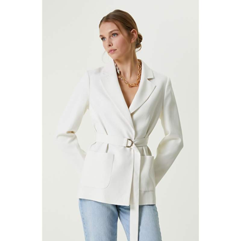 Ecru Belted Blazer Jacket Ecru Belted Blazer Jacket