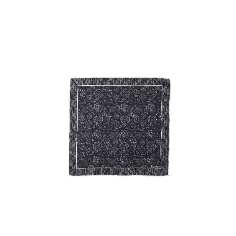 Black Ethnic Patterned Silk Handkerchief Bag