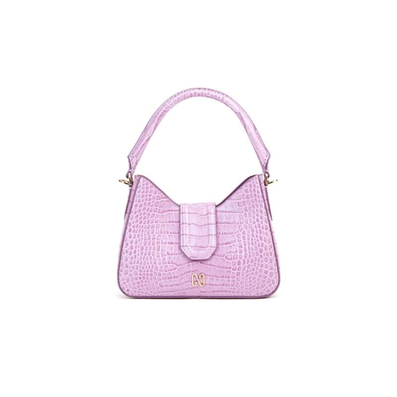 Lilac Crocodile Women's Leather Bag