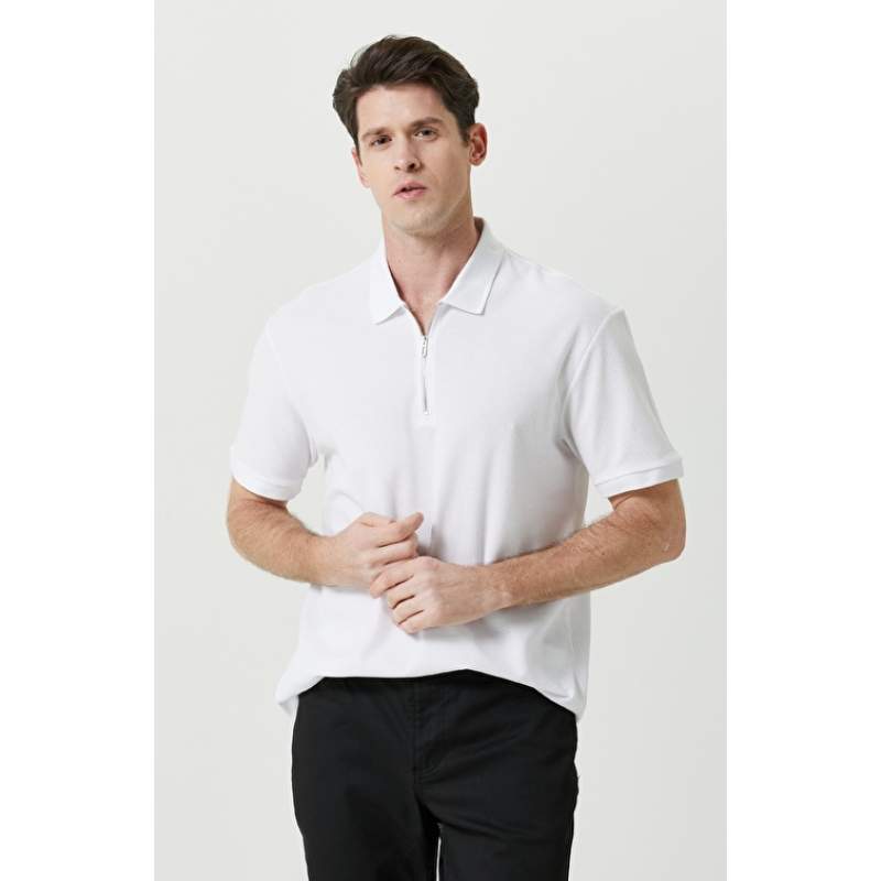 White Polo Neck T-Shirt