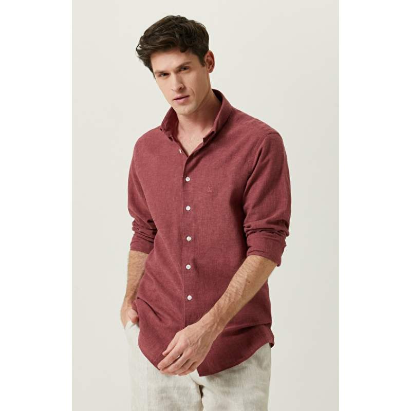 Dried Rose Long Sleeve Linen Shirt