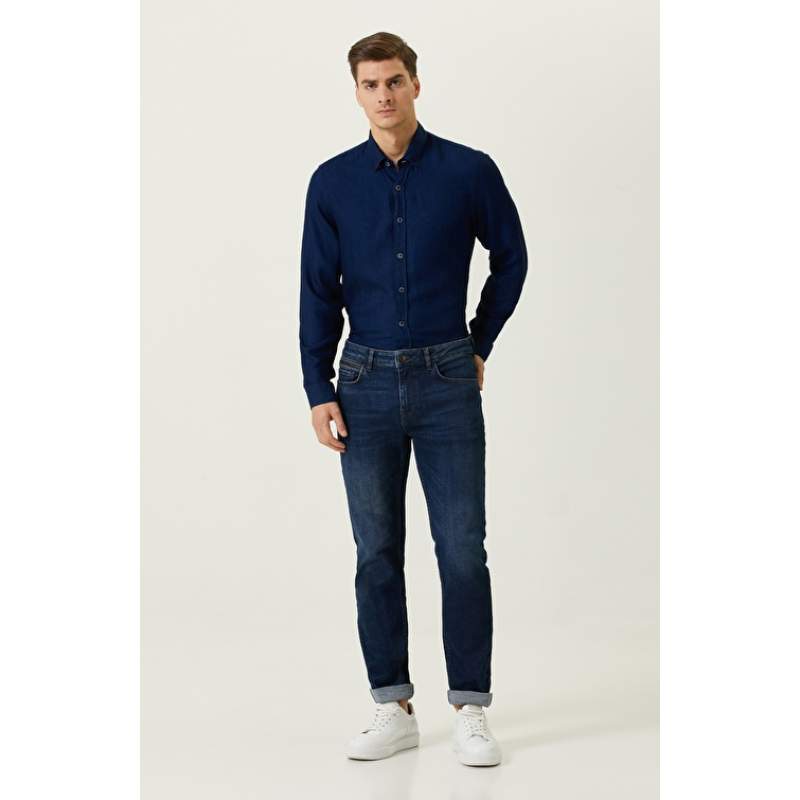 Navy Blue 5 Pocket Denim Trousers
