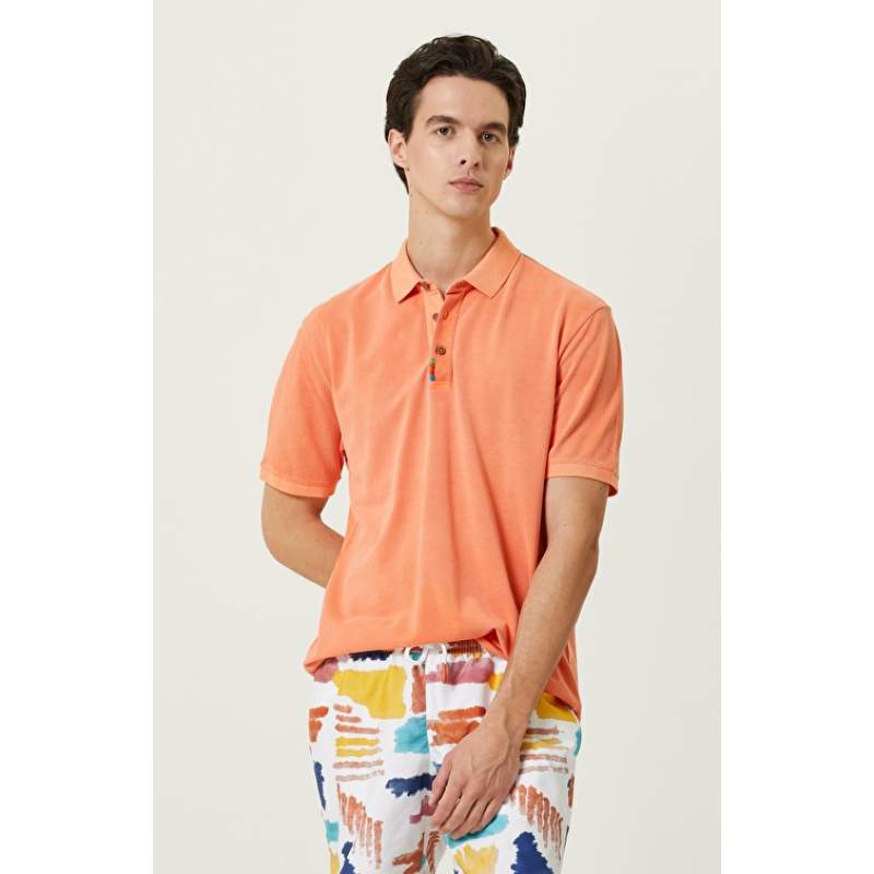 Orange Polo Neck T-Shirt Orange Polo Neck T-Shirt