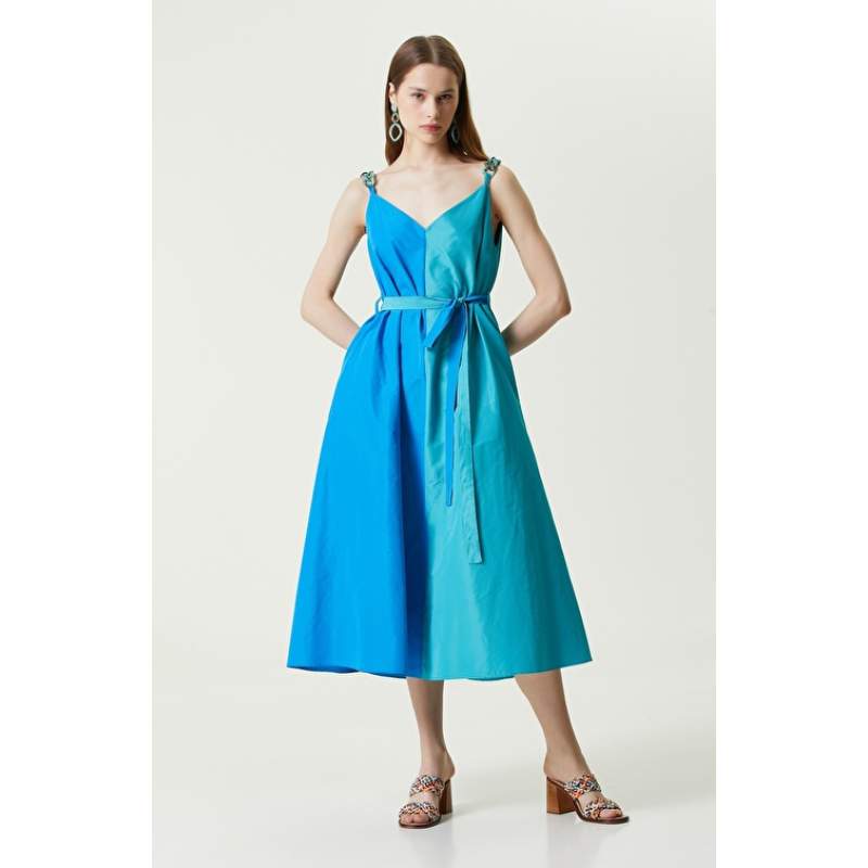Turquoise Strap Long Taffeta Dress Turquoise Strap Long Taffeta Dress