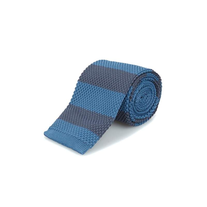 Blue Gray Knit Textured Tie