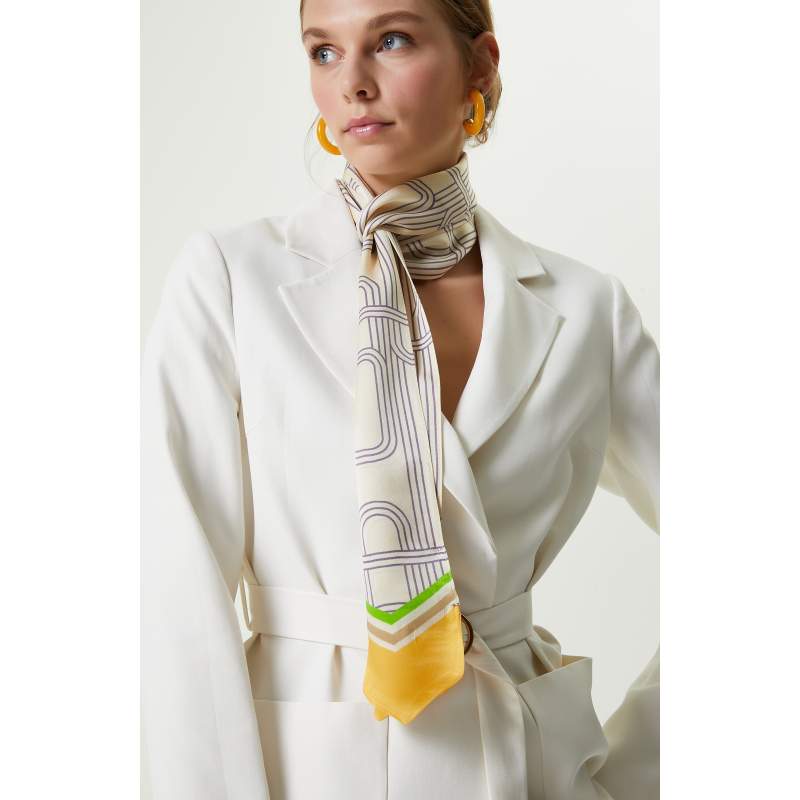 Ecru Saffron Womens Silk Scarf Ecru Saffron Womens Silk Scarf