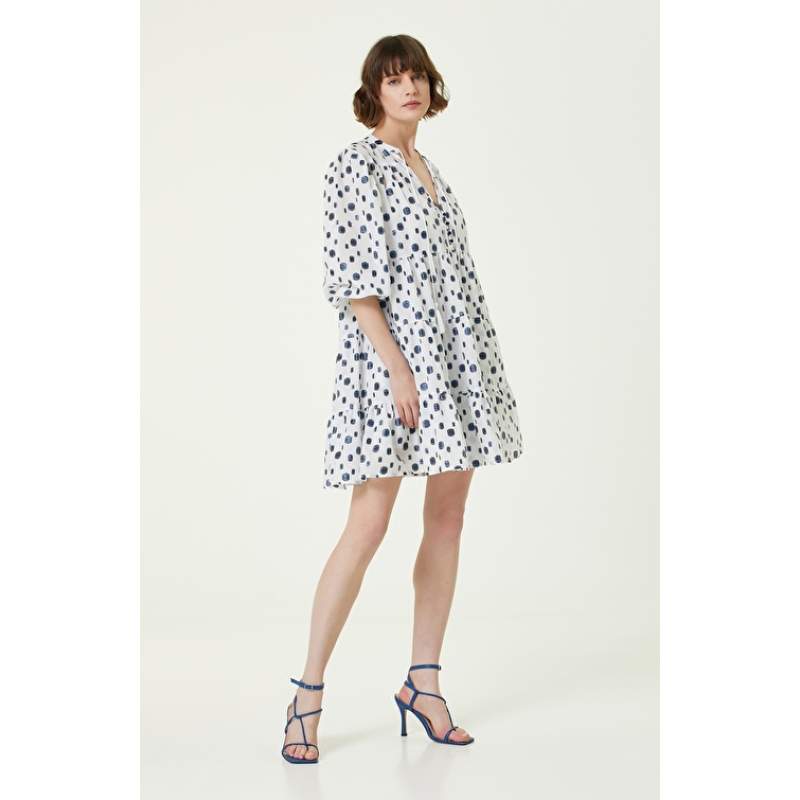 Navy Blue White Mini Dress