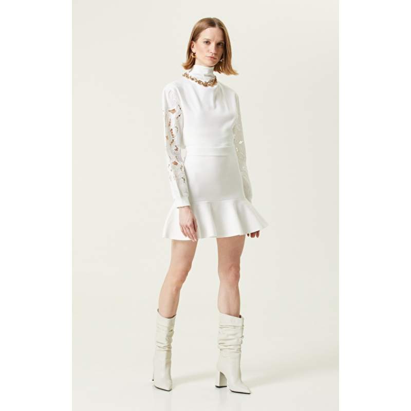 Ecru Mini Knitwear Skirt Ecru Mini Knitwear Skirt