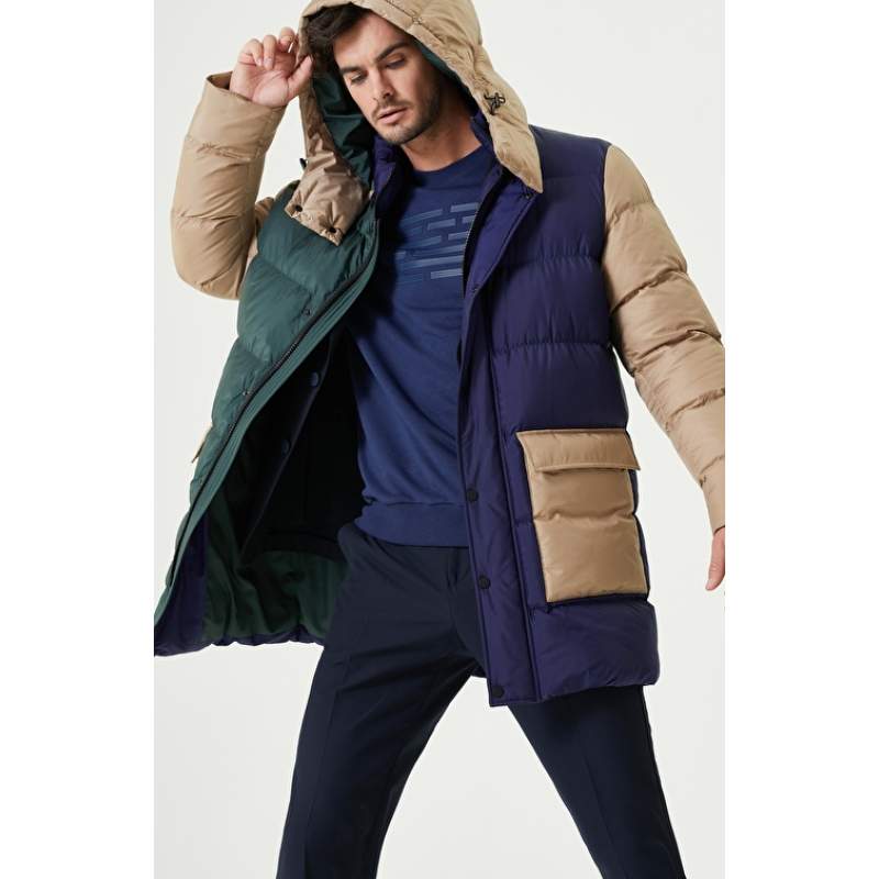 Navy Blue Camel Coat