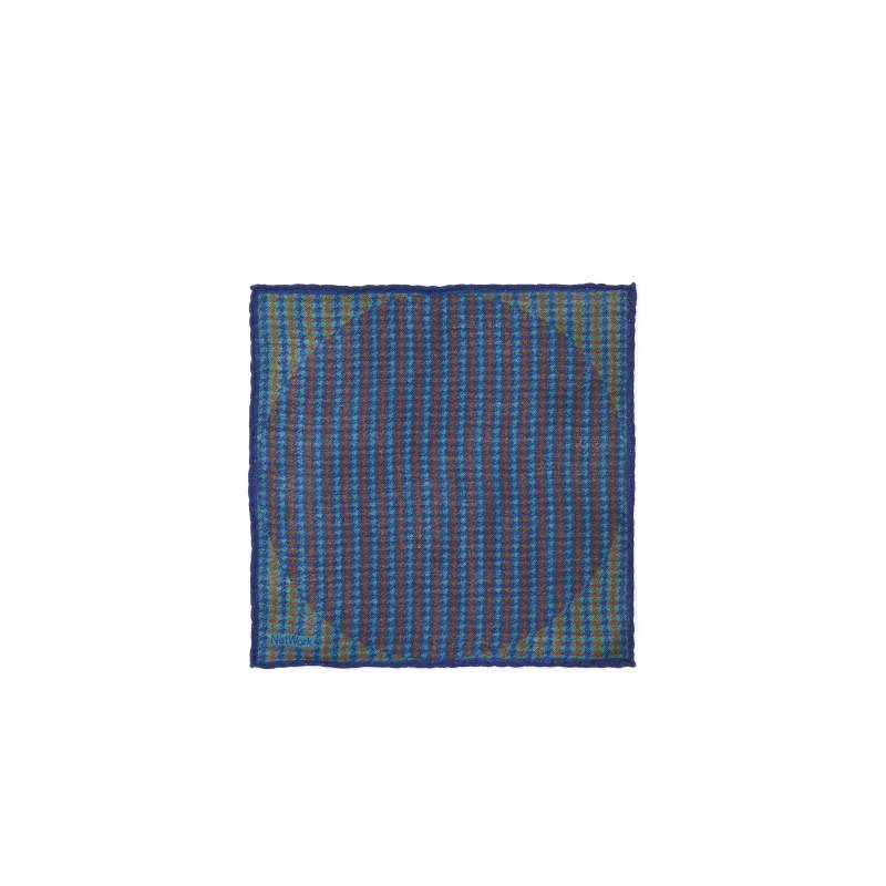 Navy Blue Tan Wool Tissue Bag