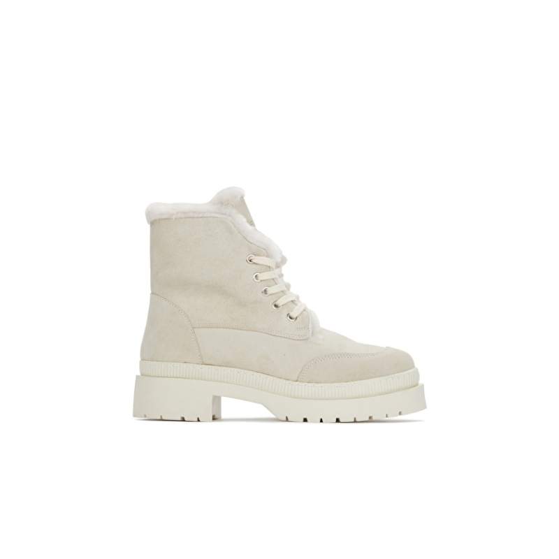 Beige Women's Suede Leather Boots