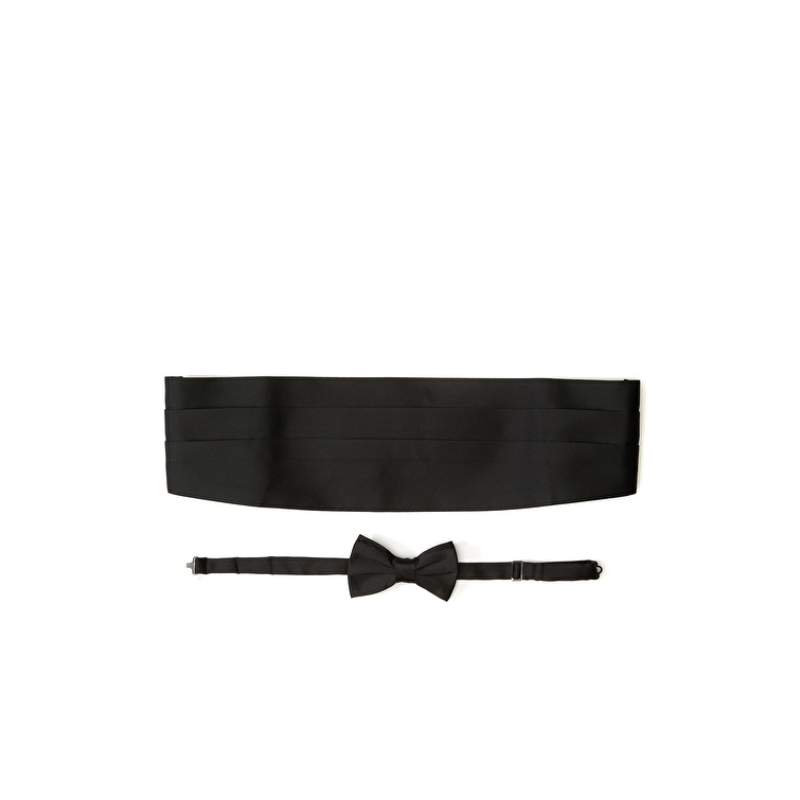 Black Bow Tie Sash Set