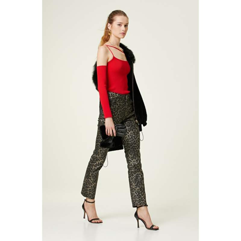 Slim Fit Black Beige Pants