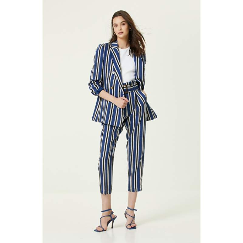 Navy Blue White Pants