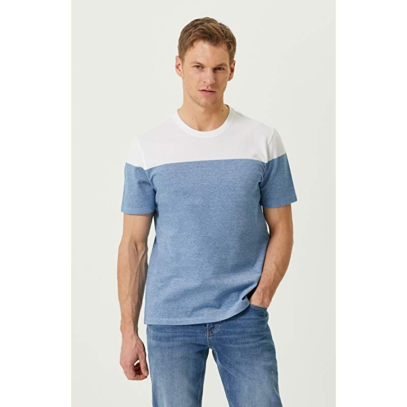 Turquoise White Short Sleeve Crew Neck T-shirt Turquoise White Short Sleeve Crew Neck T-shirt