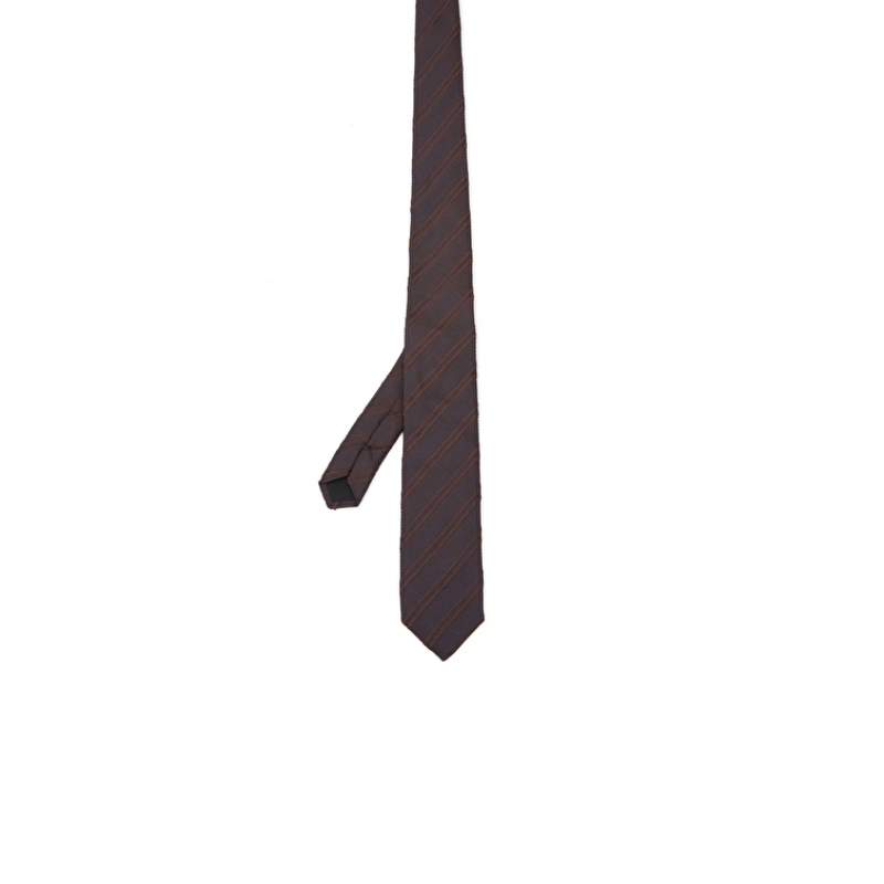 Brown Oblique Striped Silk Tie