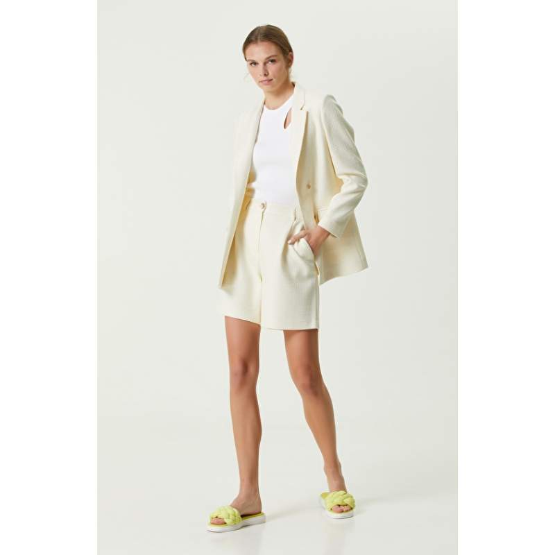 Ecru Tube Cuff Tweed Shorts Ecru Tube Cuff Tweed Shorts