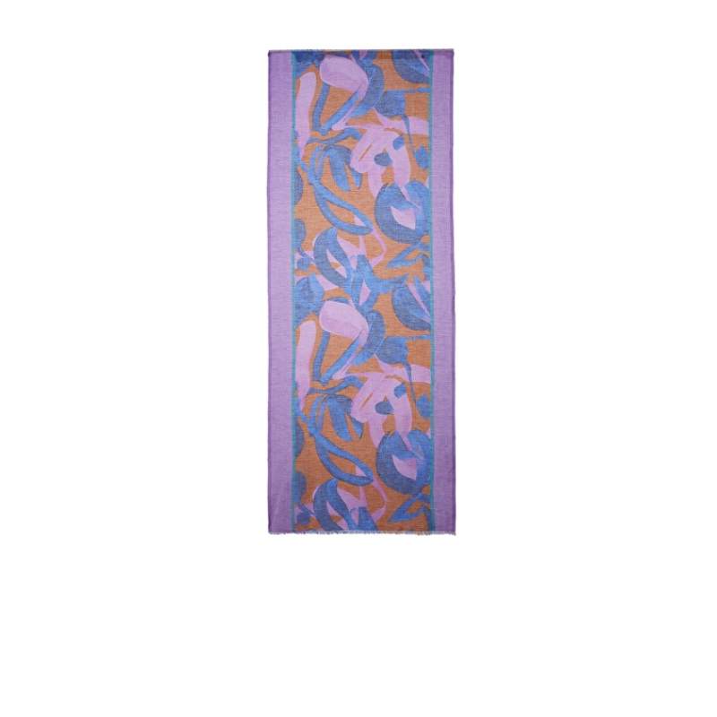 Navy Blue Pink Geometric Patterned Womens Linen Shawl