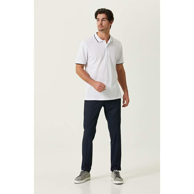 Slim Fit Navy Blue Trousers
