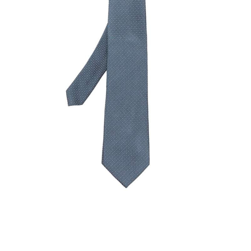Navy Blue Micro Patterned Silk Tie