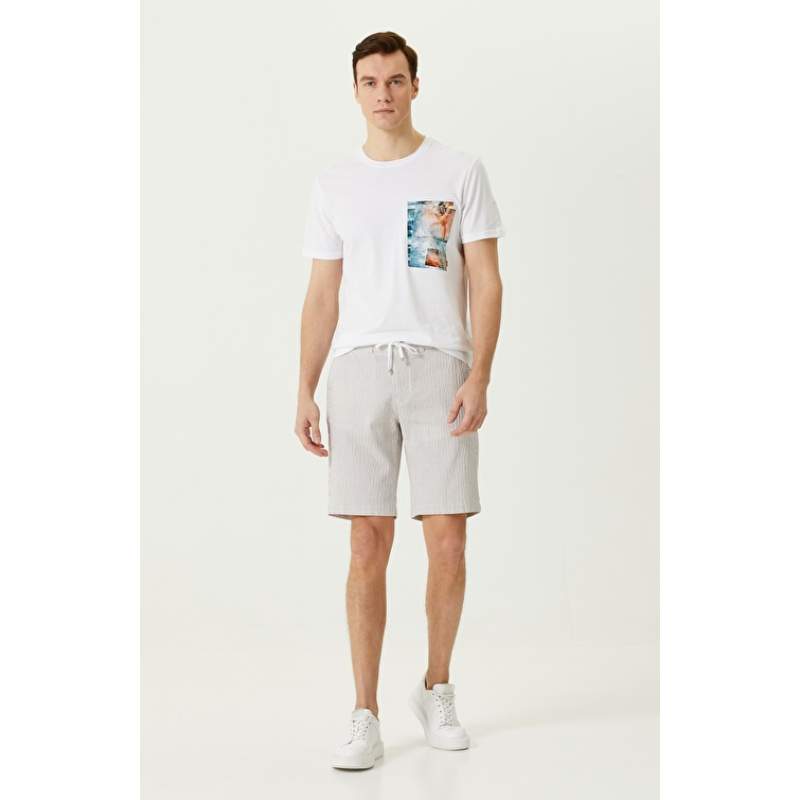 Brown Striped Shorts