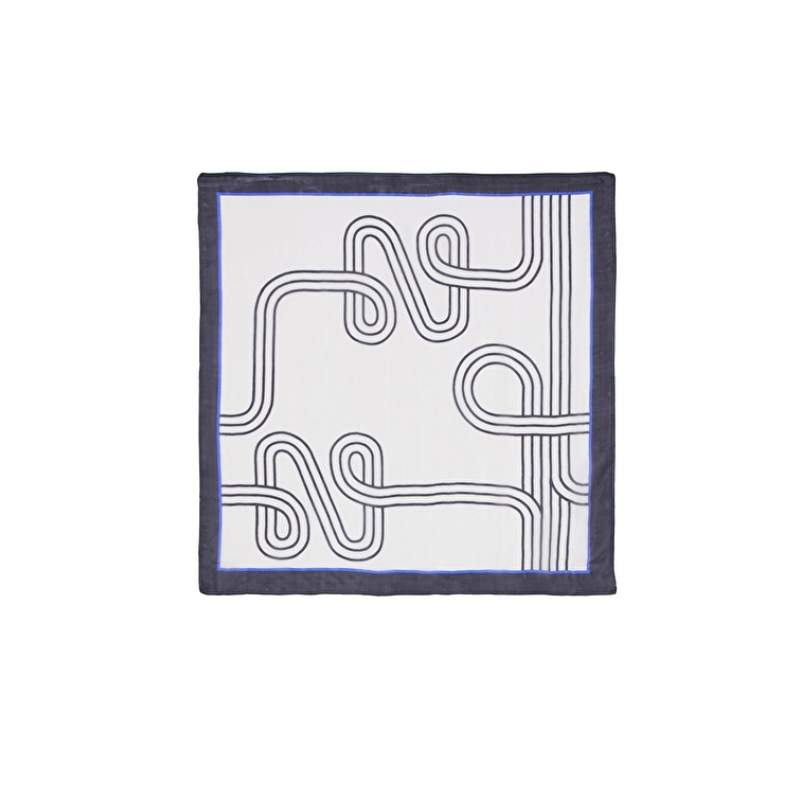 White Black Silk Scarf