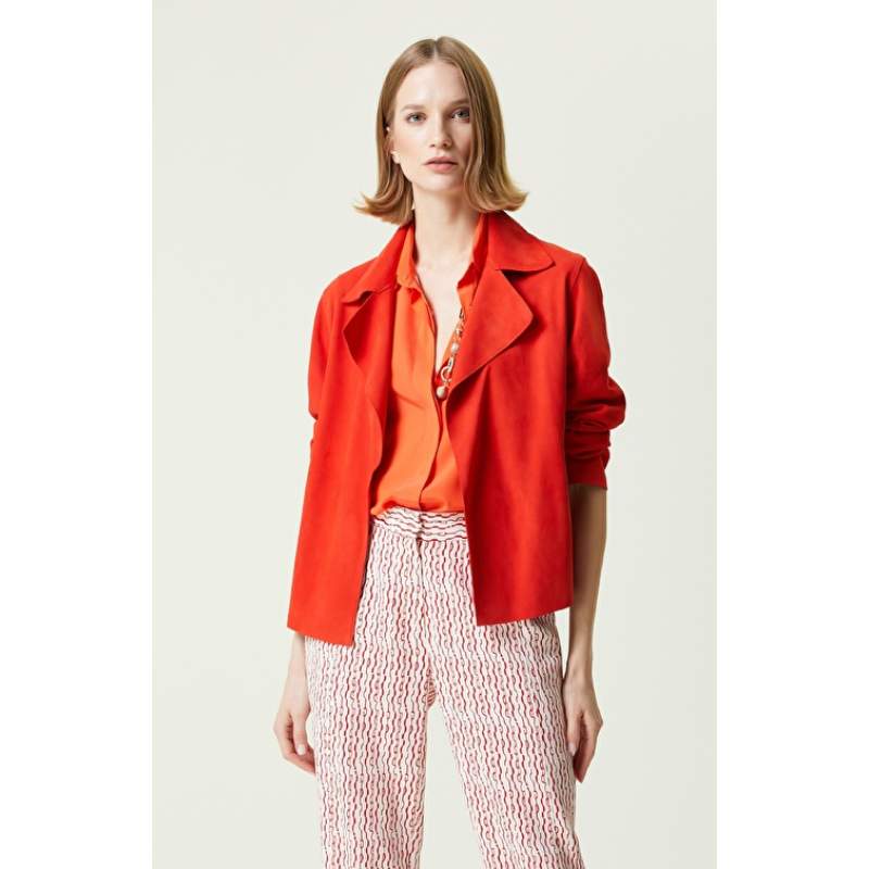 Pomegranate Flower Suede Leather Coat