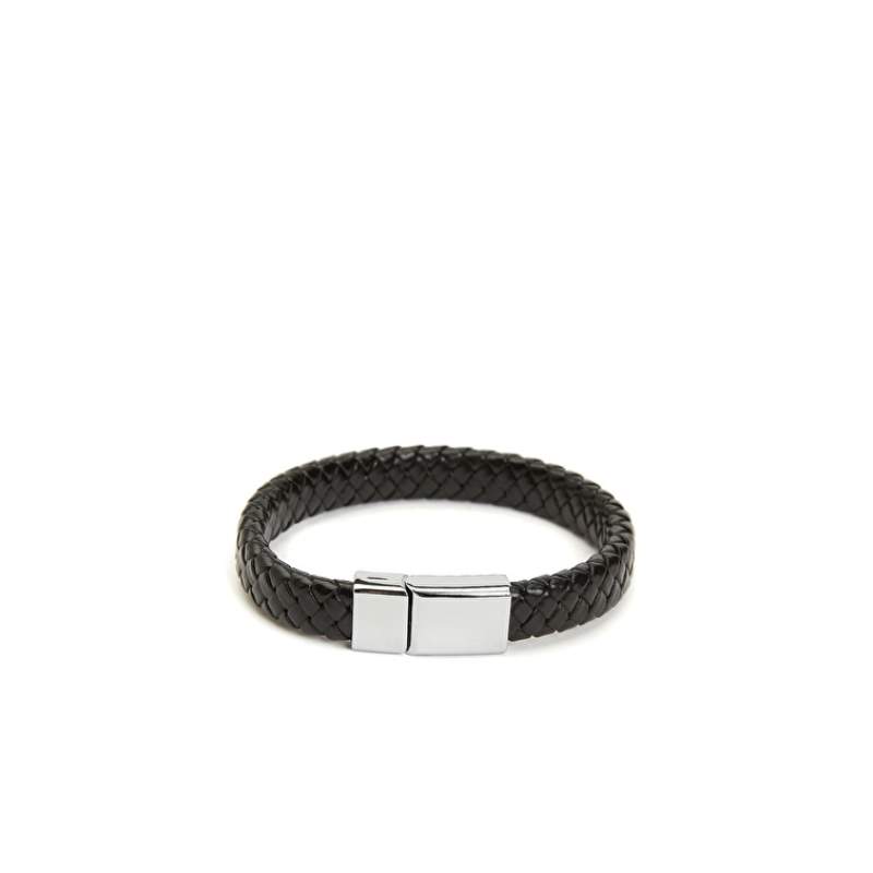 Black Men's Leather Bracelet