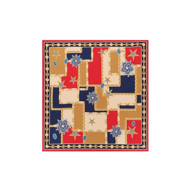 VAKKO OBJECT PATTERNED SILK SCARF