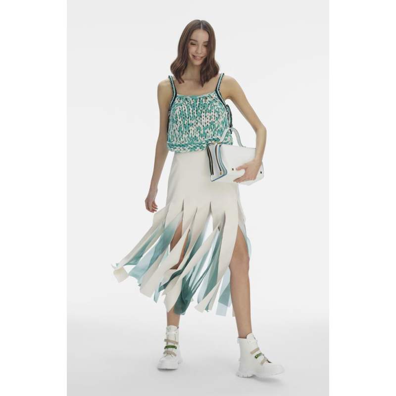 Vakko GREEN-ECRU KNITTED BLOUSE