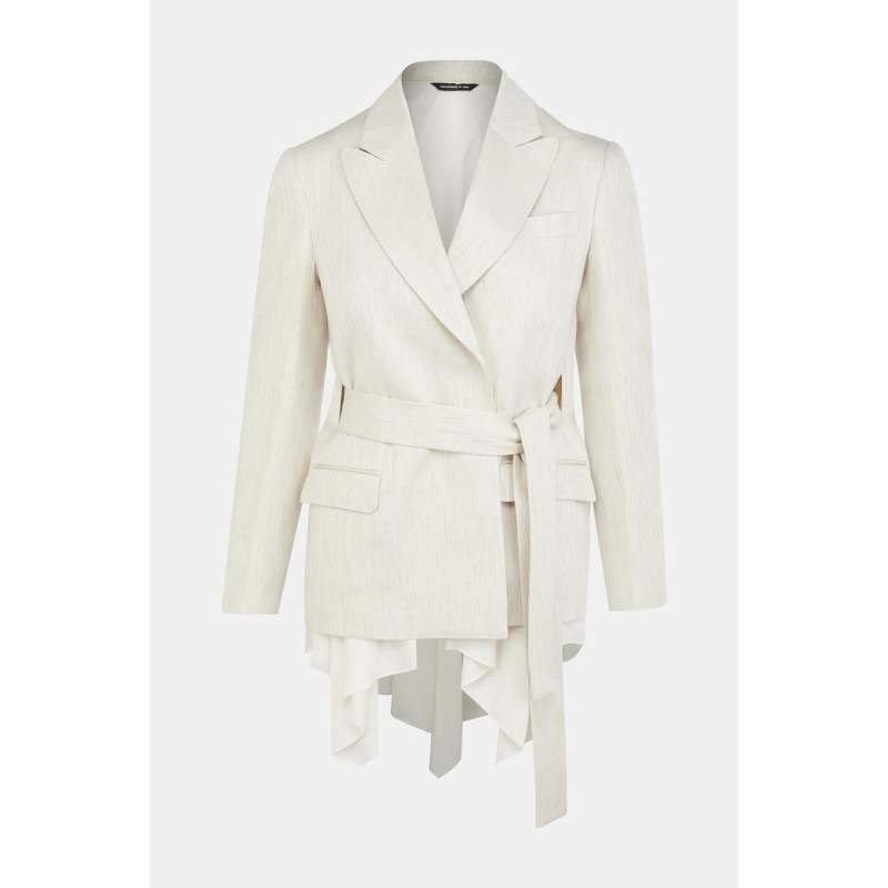 Vakko ECRU LINEN BLEND JACKET