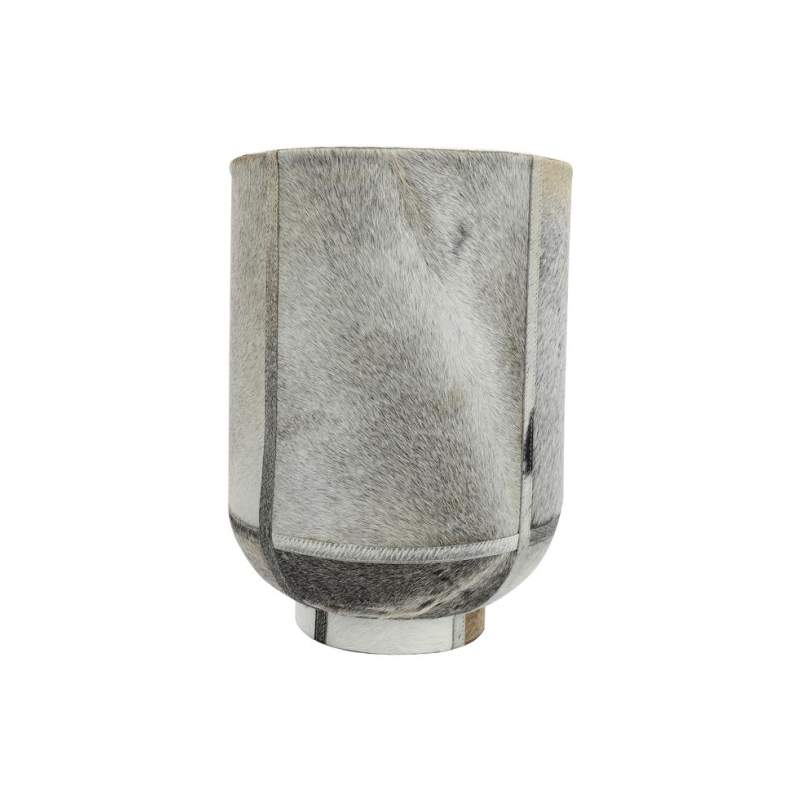 VAKKO GRAY LEATHER CYLINDER BIG VASE