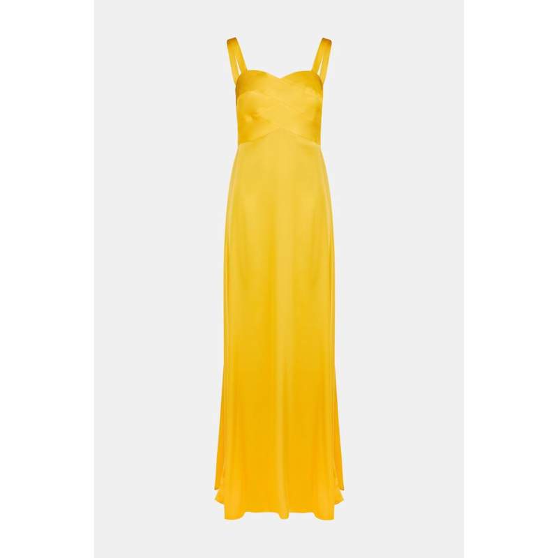 Vakko YELLOW HANGING MAXI DRESS