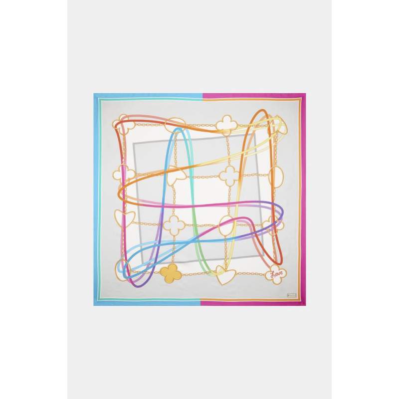 Vakko GEOMETRIC PATTERNED SILK SCARF