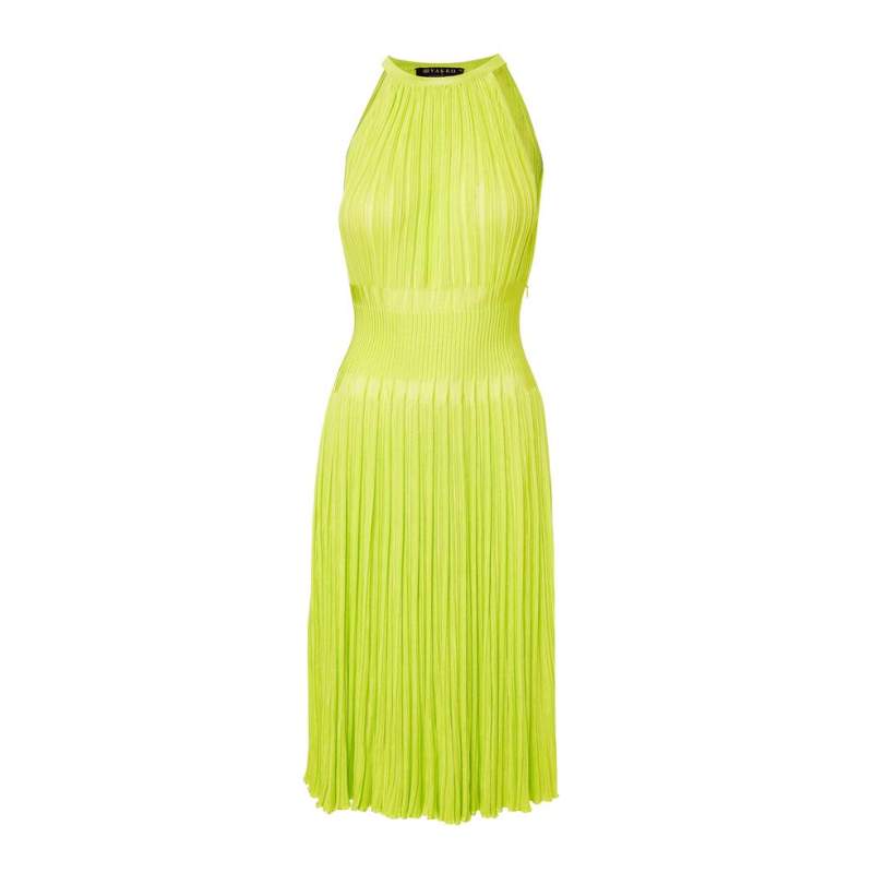 Vakko GREEN HALTER COLLAR DRESS