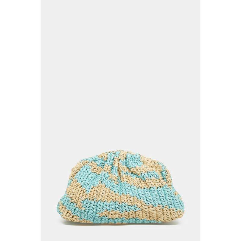 Maria La Rosa BEIGE-TURQUOISE KNITTED BAG Maria La Rosa BEIGE-TURQUOISE KNITTED BAG