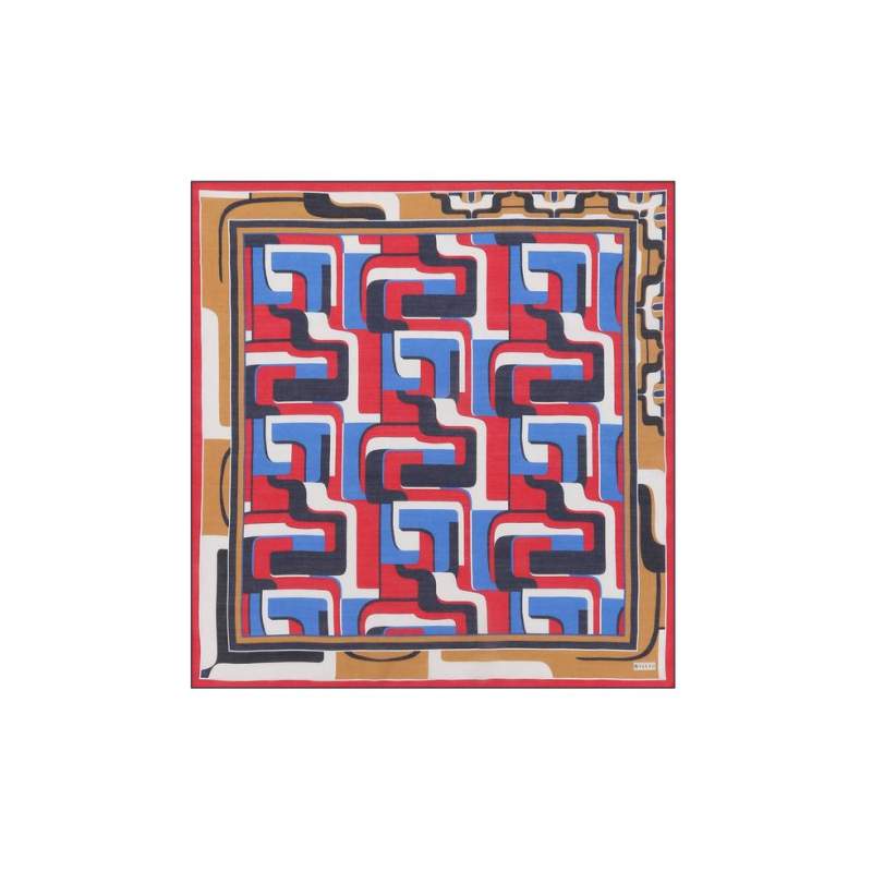 VAKKO GEOMETRIC PATTERNED WOOL SILK GAVROŞ