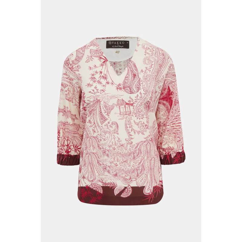 Vakko RED-ECRU PATTERNED BLOUSE