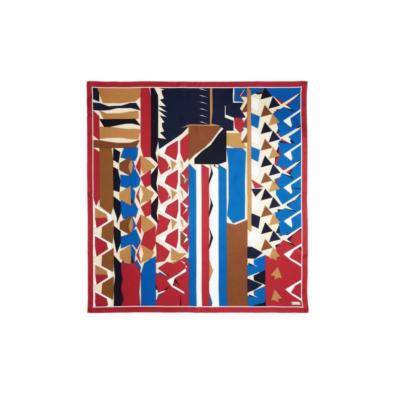 VAKKO GEOMETRIC PATTERNED SILK SCARF