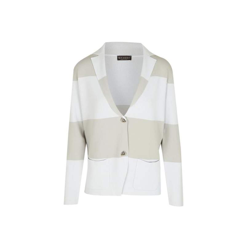 Vakko BEIGE-WHITE KNITWEAR JACKET