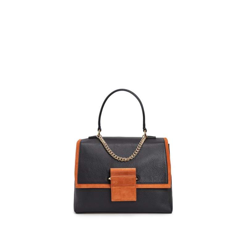 Vakko BLACK COVERED LEATHER BAG